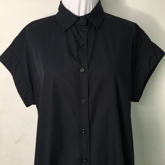 Prospective Flow Women's Black Short Sleeve Button Down Shirt Dress Size Small - Picture 2 of 16